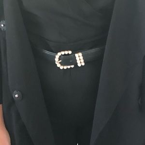 Pearl studded black belt